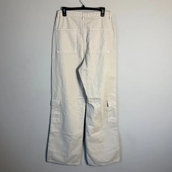 NWOT PrettyLittleThing Wide Leg Cargo Pants Women's 8 Tall Tan High Rise Neutral - Picture 8 of 13